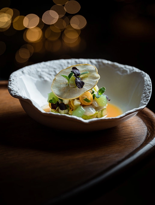 Refreshing appetizer for a birthday celebration at Dans le Noir ? restaurant
