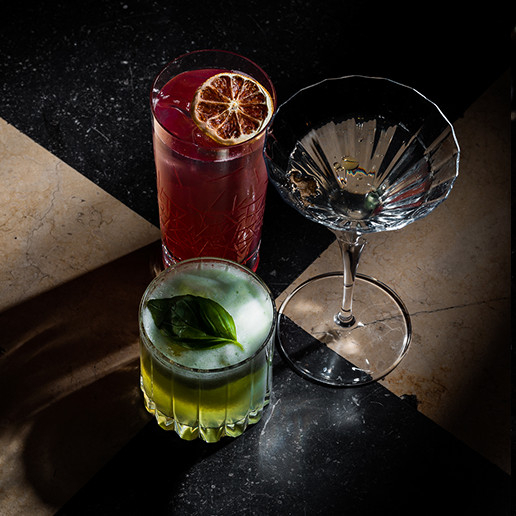 Cocktails served during a bachelor party at Dans le Noir ? restaurant